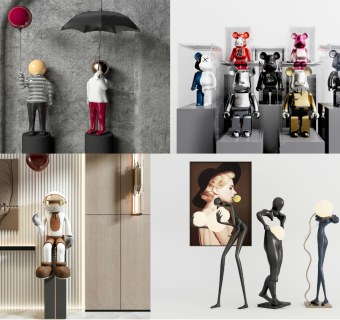 现代雕塑组合 雕塑摆件 卡通雕塑 抽象雕塑 饰品摆件 陈设 装饰摆件